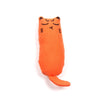 An orange plush cat toy shaped like a face with soft thumb pillow design.