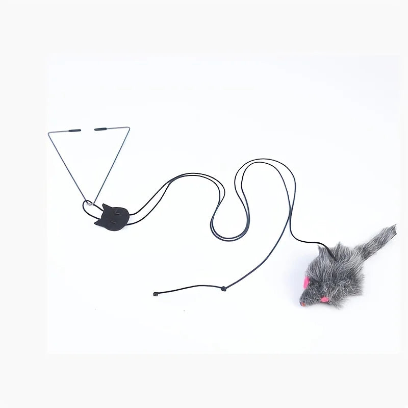 Interactive Door-Hanging Cat Toy with Mouse Teaser