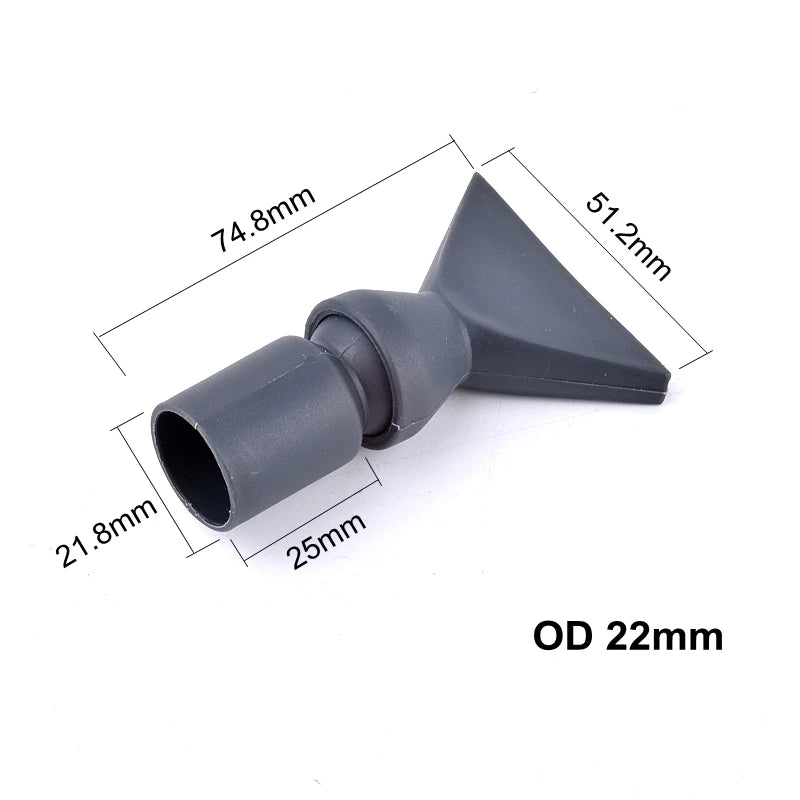 Graue, verstellbare Aquarium-Wasserauslassdüse mit Maßen 74,8x51,2 mm und Außendurchmesser von 22 mm.