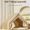 Winter Warm Cat Nest Wood House with Semi-Enclosed Sleep Space