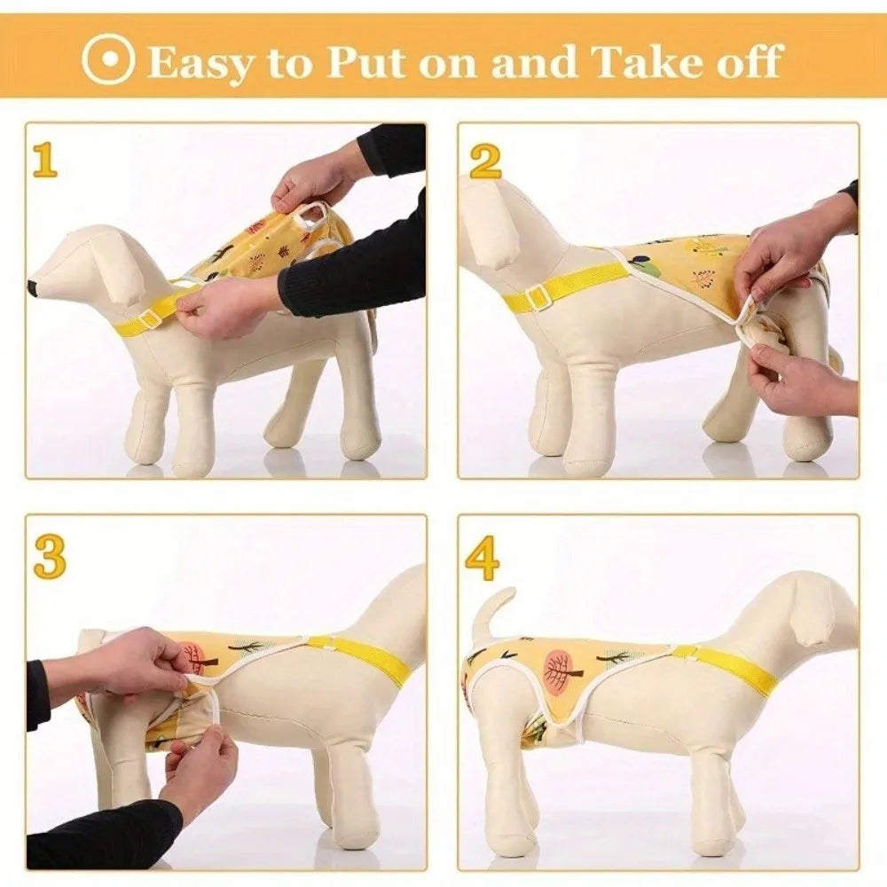 Adjustable Washable Dog Sanitary Pants with Shoulder Straps