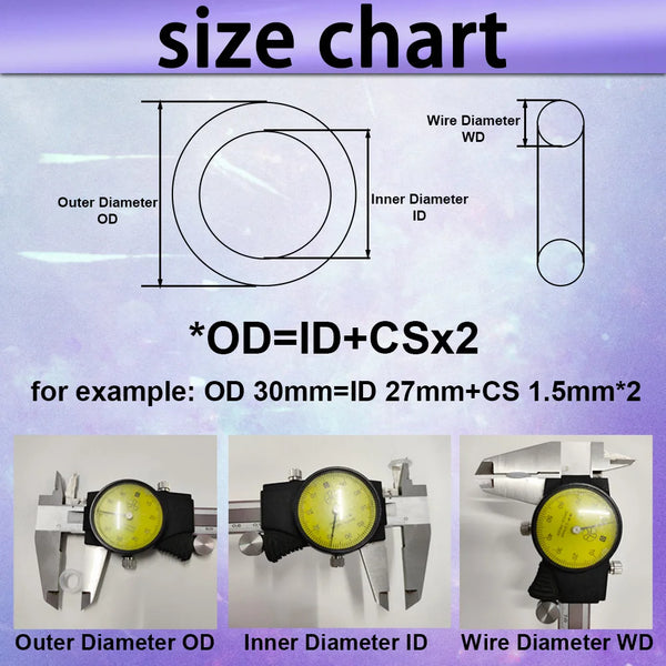 Diagram showing the relationship between Outer Diameter (OD), Inner Diameter (ID), and Wire Diameter (WD) for a heat-resistan