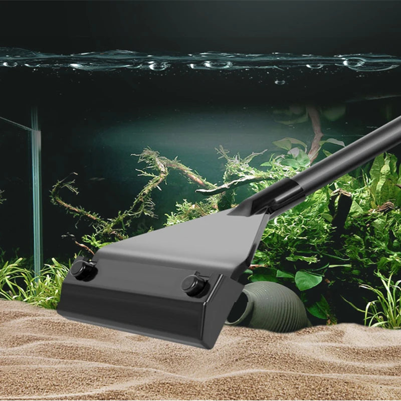 Racleur d'algues pour aquarium à double usage avec long manche