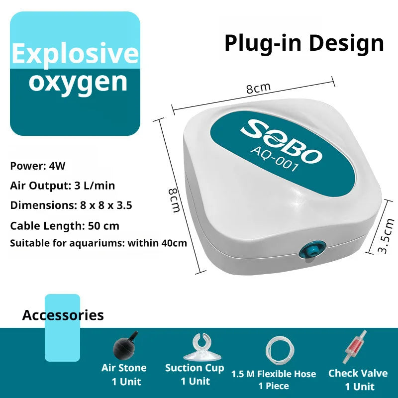 Adjustable Aquarium Air Pump with Powerful Oxygen Output