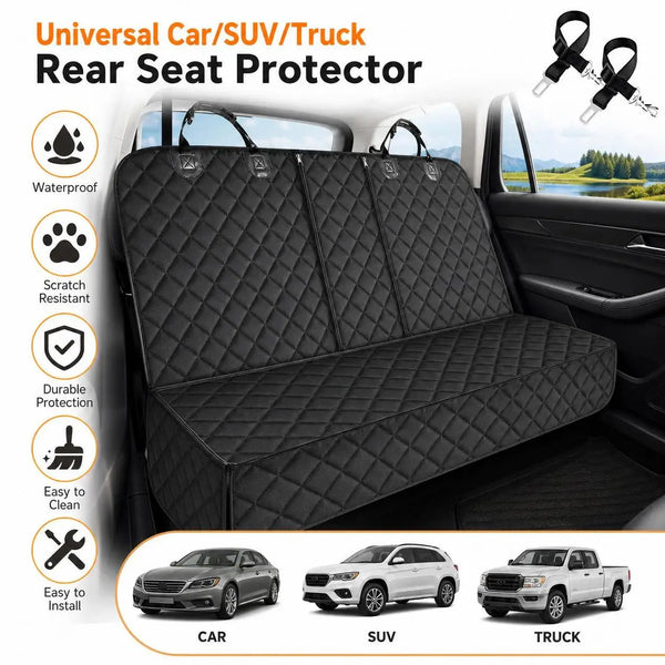 Waterproof Pet Car Seat Cover for Dogs and Cats – Rear Seat Protector with Center Armrest Access