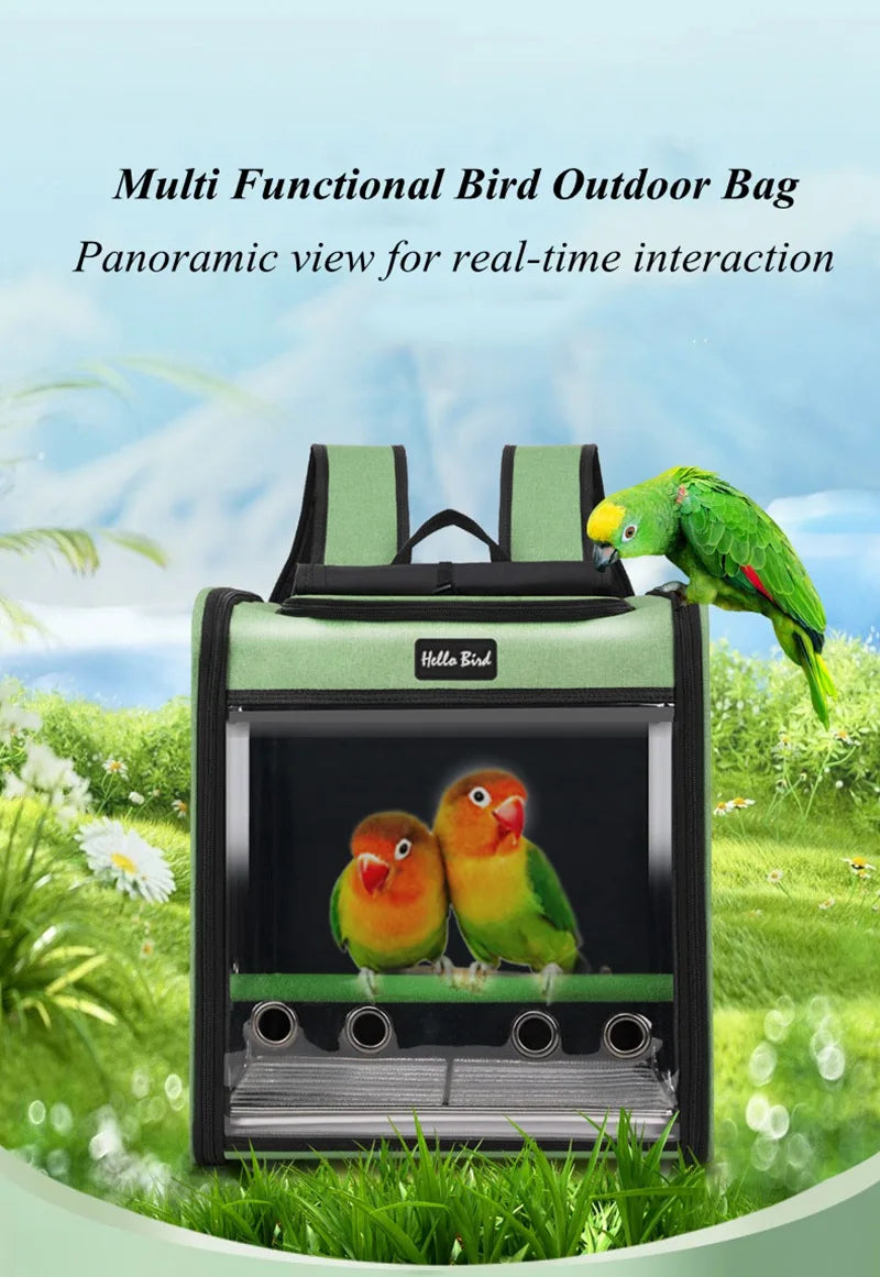 Breathable Bird Travel Backpack Carrier with Perch