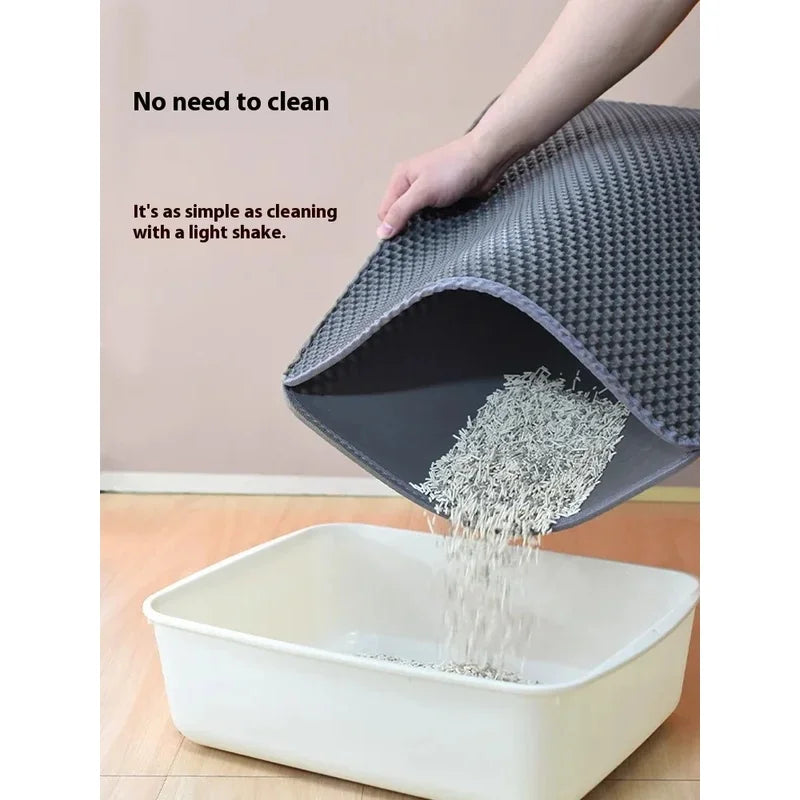 Double-Layer Waterproof Cat Litter Mat with Non-Slip Base