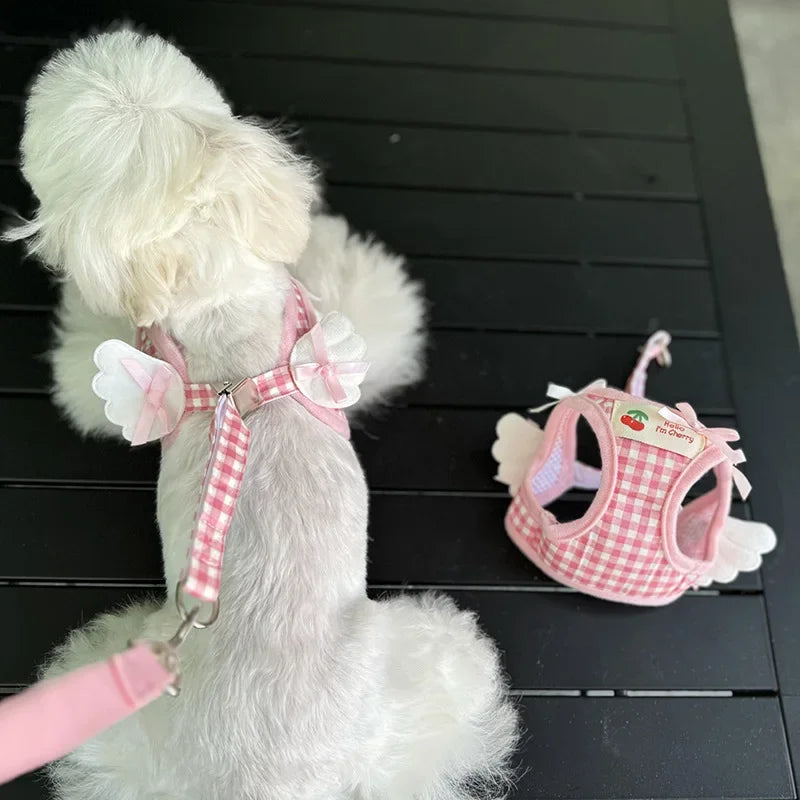 Hundegeschirr- und Leinen-Set mit Erdbeer-Motiv