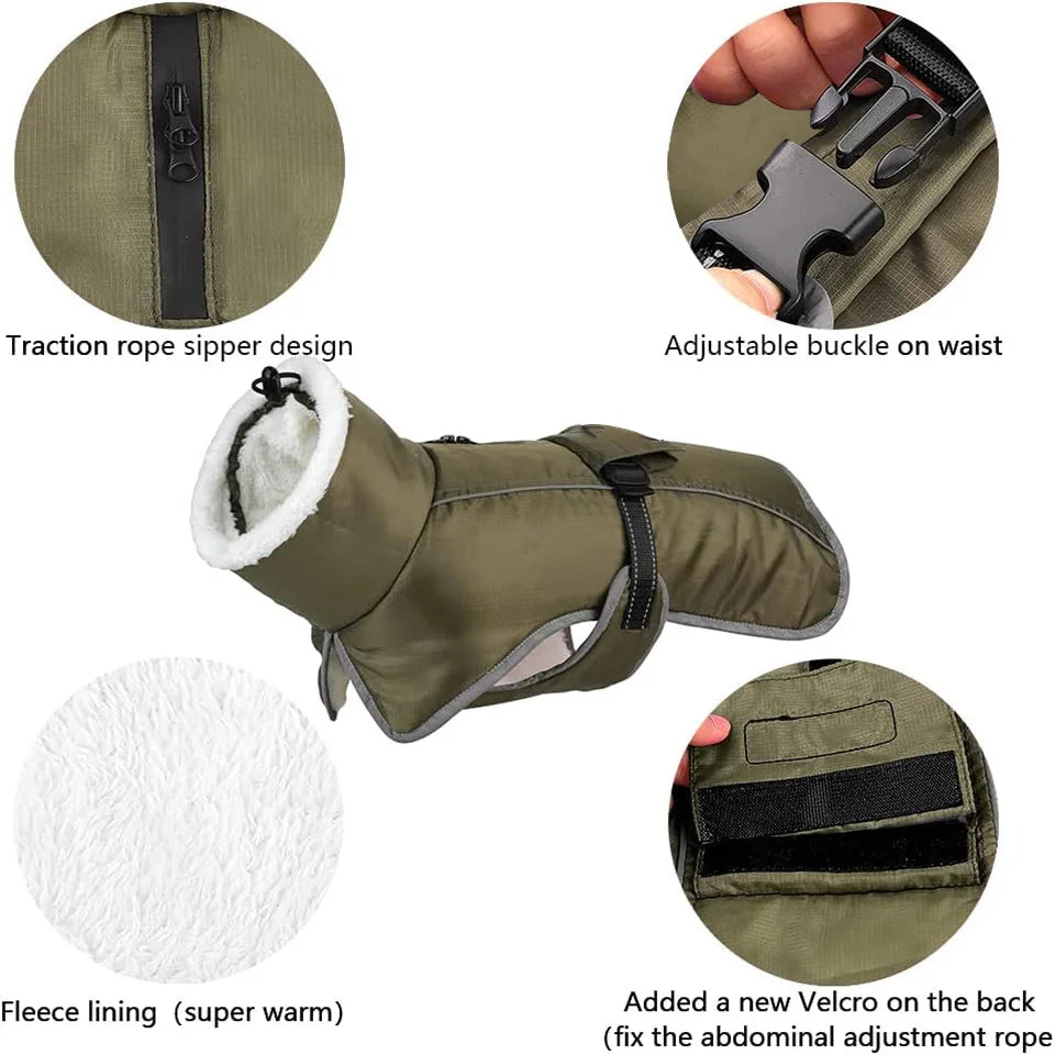Reflective Winter Dog Coat with Insulated Lining