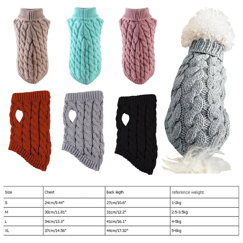 Classic Knitted Turtleneck Sweater for Small Dogs and Cats