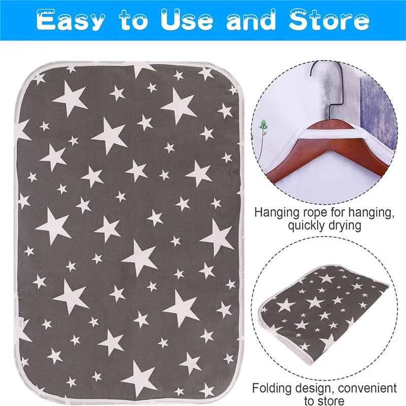 Gray reusable pet training pads with a star pattern shown for easy use and storage.