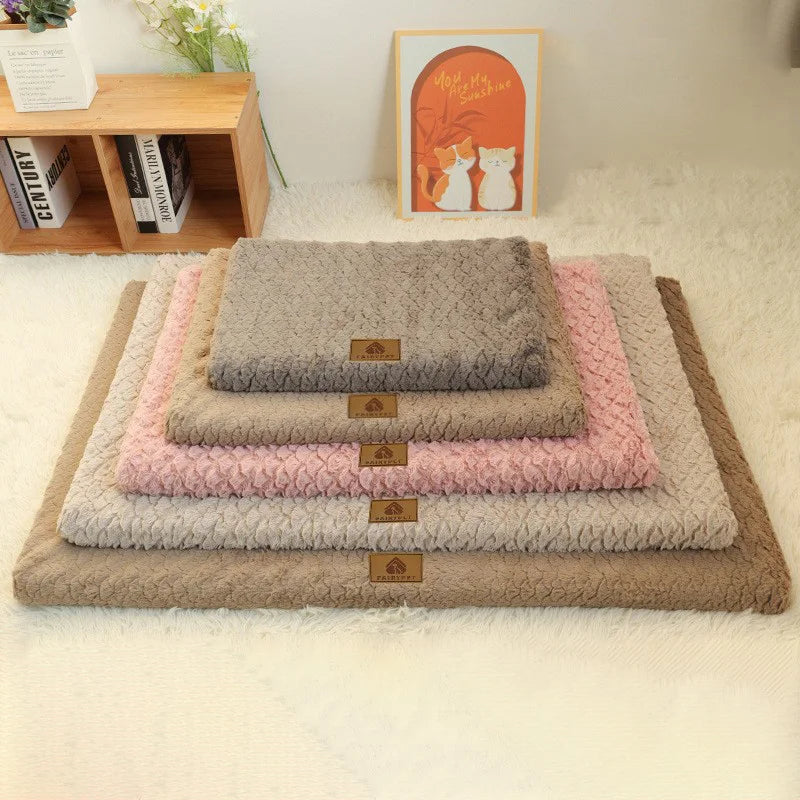 Plush Faux Fur Dog Crate Bed with Non-Slip Bottom