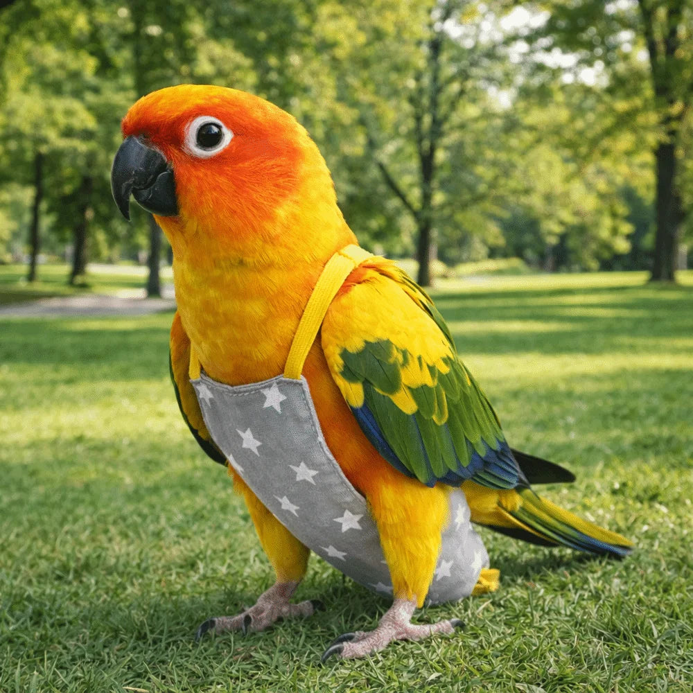 Breathable Parrot Flight Suit with Poop Pocket