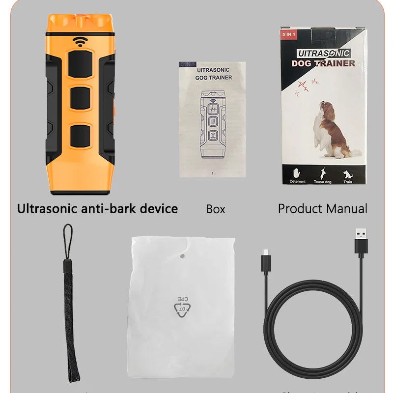 Rechargeable Ultrasonic Dog Bark Deterrent with LED Light