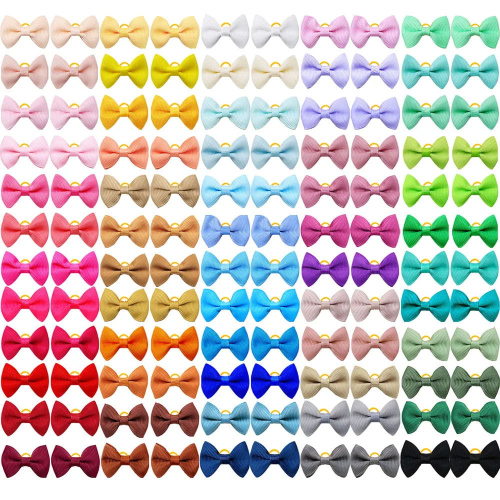 30 pieces of colorful handmade dog bow knots for pet hair