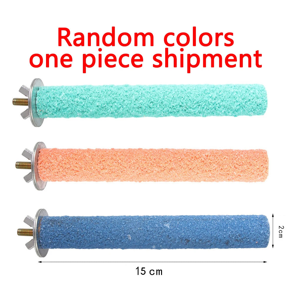 Colored Quartz Sand Bird Perch with Natural Wood Base