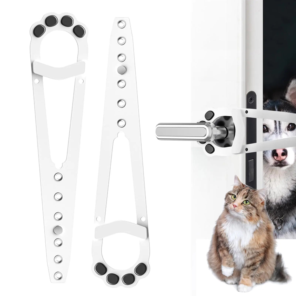 No-Drill Adjustable Cat Door Latch with Stabilizer