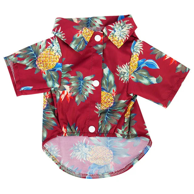 Hawaiian Leaf Print Summer Shirt for Small Dogs & Cats