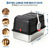 Large Stainless Steel Enclosed Cat Litter Box with Anti-Slip Base