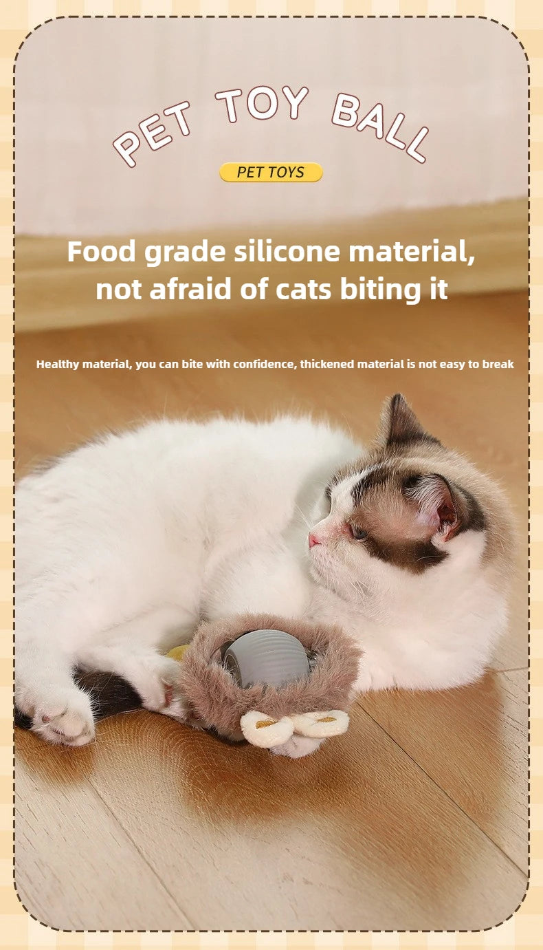 Interactive Automatic Rolling Cat Toy with Tail