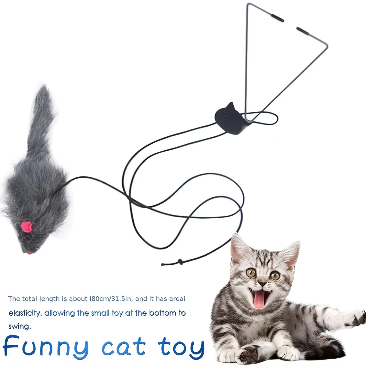 Interactive Door-Hanging Cat Toy with Mouse Teaser