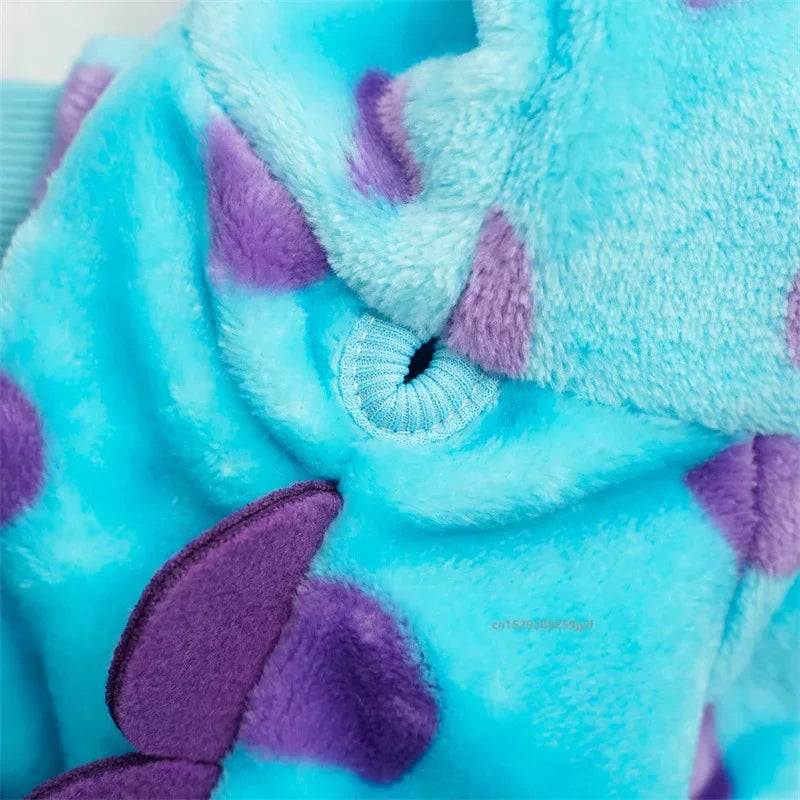 Abrigo con Capucha de Dinosaurio para Mascota en Azul