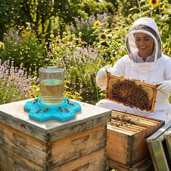 Honeycomb Bee Water Feeder with Perch for Garden and Patio