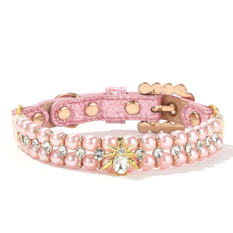 Pearl Crystal Pet Collar Necklace for Cats and Small Dogs