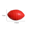A bright red hexagonal TPR dog chew toy with dimensions 11cm by 17.5cm.