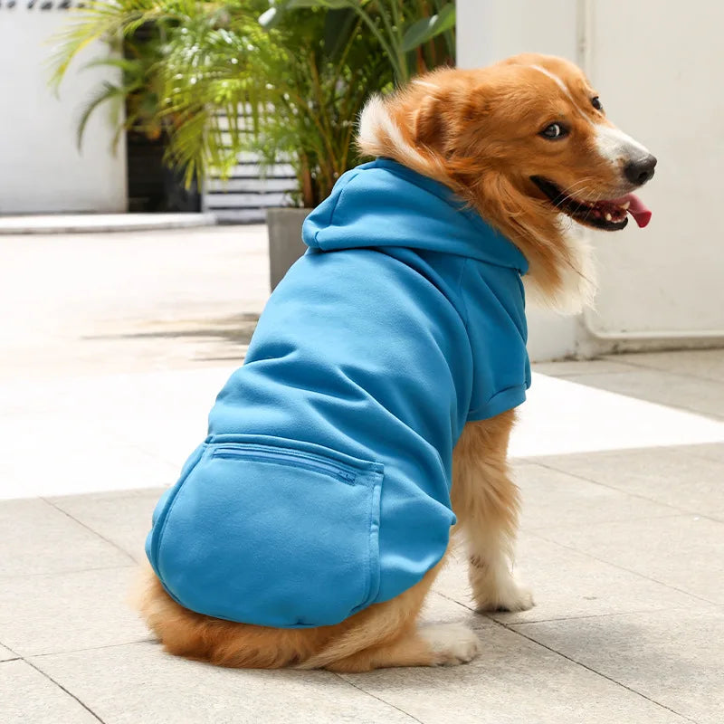 Sudadera de Fleece para Perro Grande con Capucha y Bolsillo con Cremallera