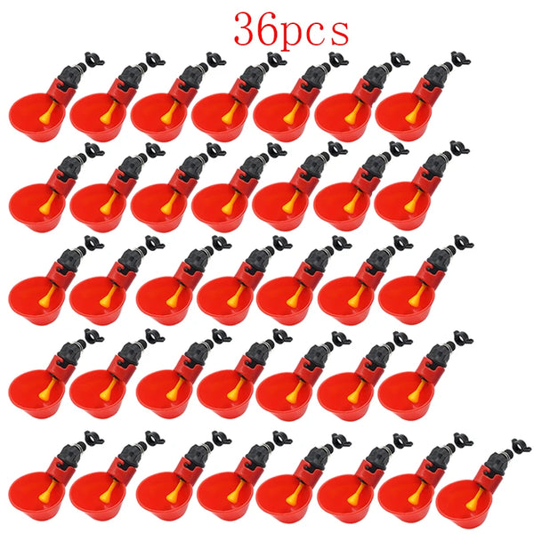 36 pieces of red hanging poultry nipple waterer cups