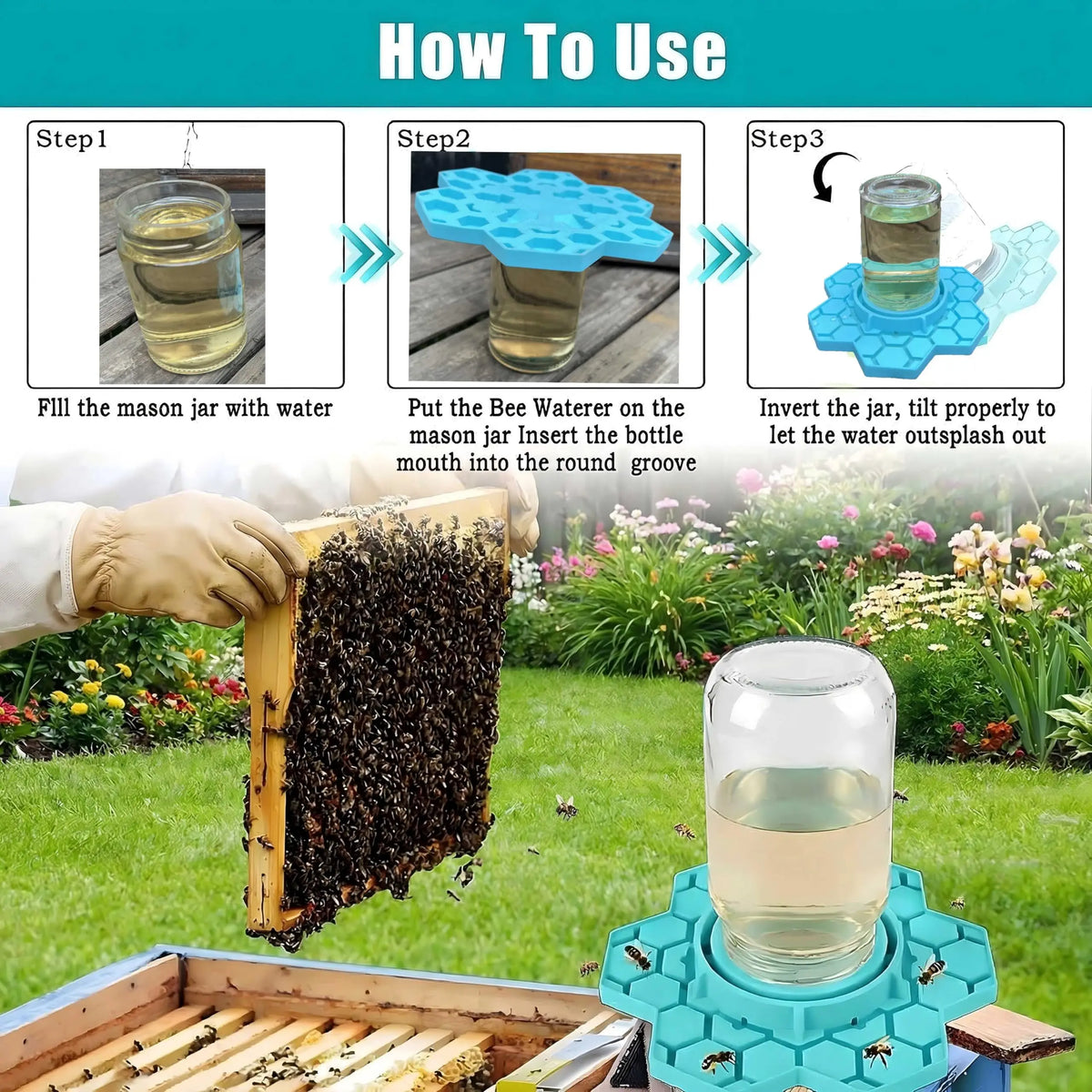 Honeycomb Bee Water Feeder with Perch for Garden and Patio