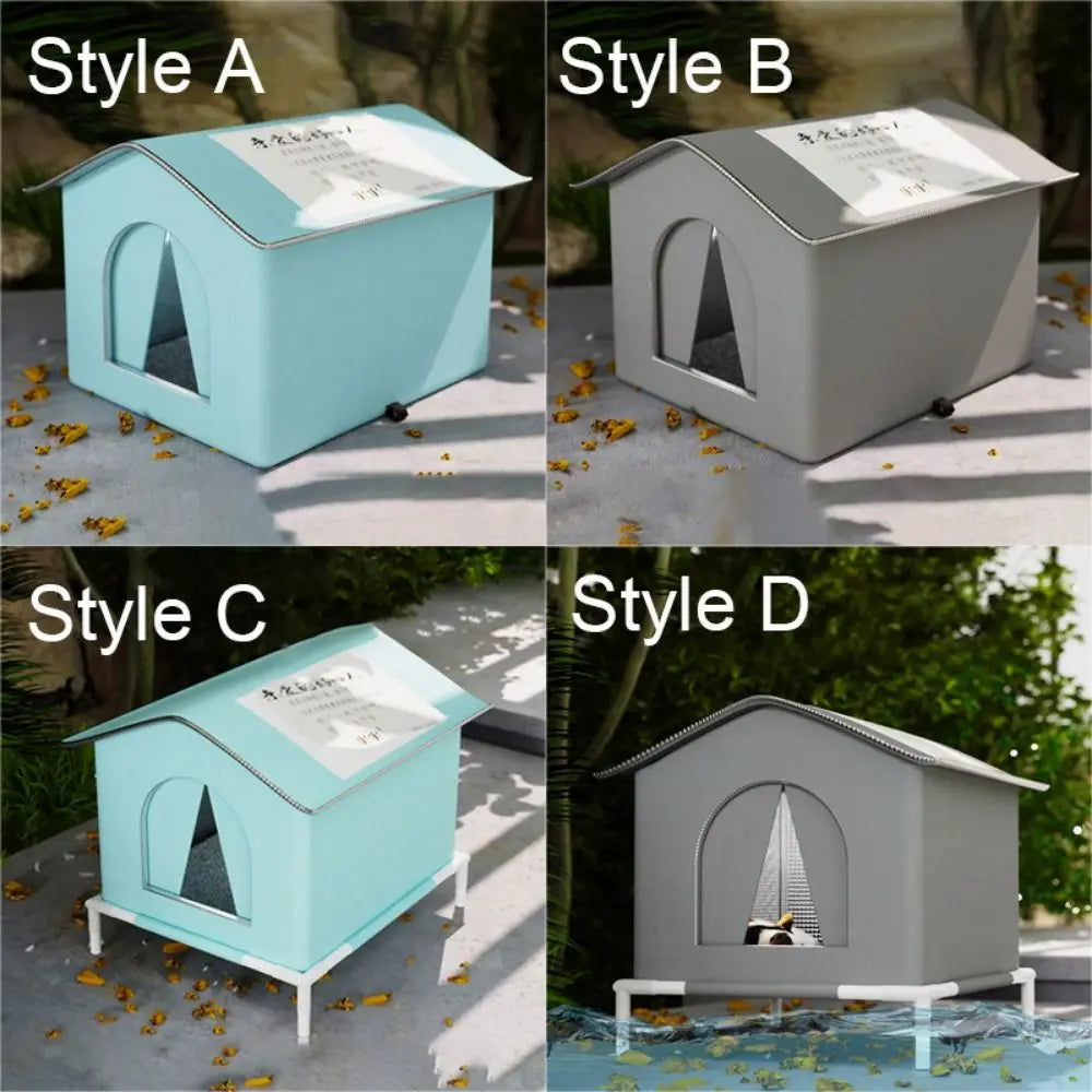 Foldable Waterproof Insulated Cat House with Thermal Lining