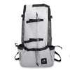 A gray breathable dog backpack carrier with black straps and mesh detailing.