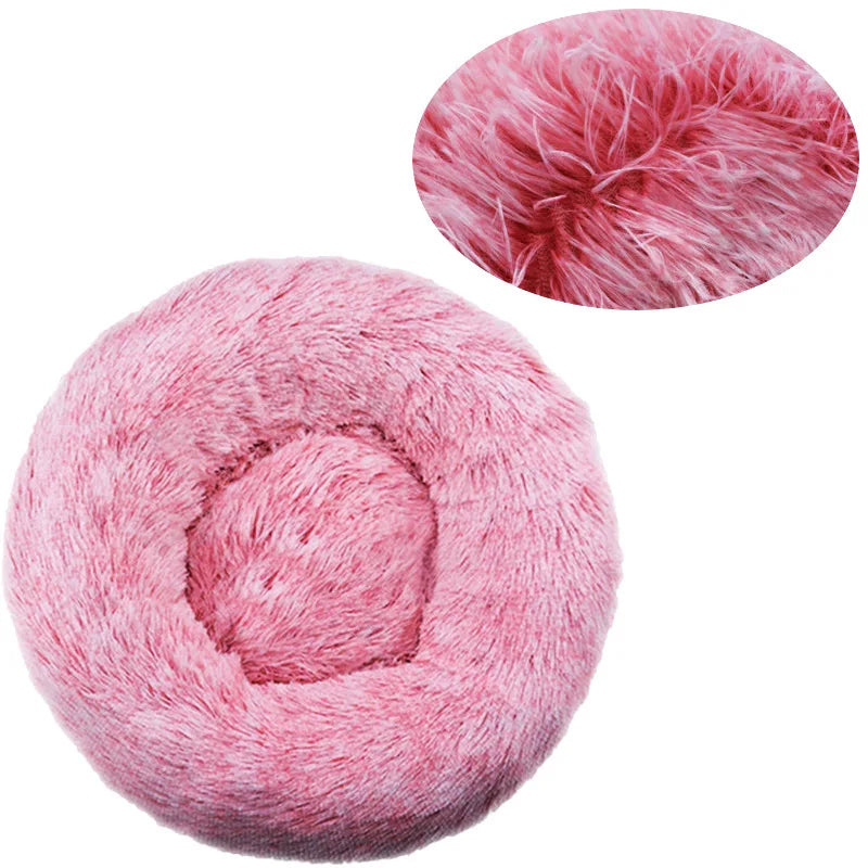 Cozy Plush Round Pet Bed for Dogs and Cats