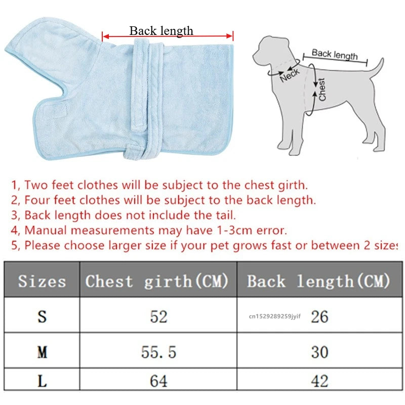 Soft Cotton Dog Bathrobe with Secure Fit