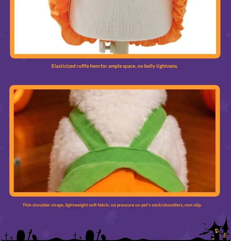 Adjustable Halloween Pumpkin Overall Costume for Small Dogs and Cats