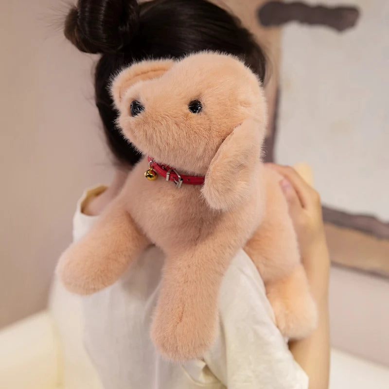 A light pink realistic Labrador plush toy with soft cotton filling