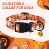 An adjustable orange and black Halloween pet collar for dogs with a neck cover and bell.
