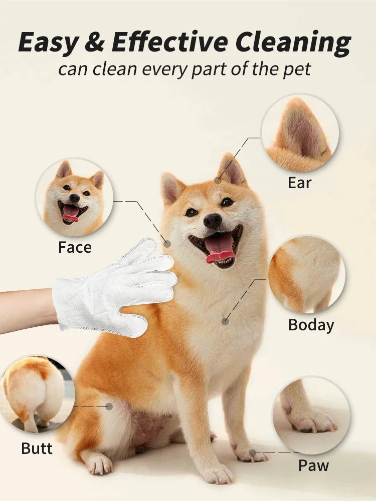 Pet Cleaning Gloves with Deodorizing Wipes (20-Pack)