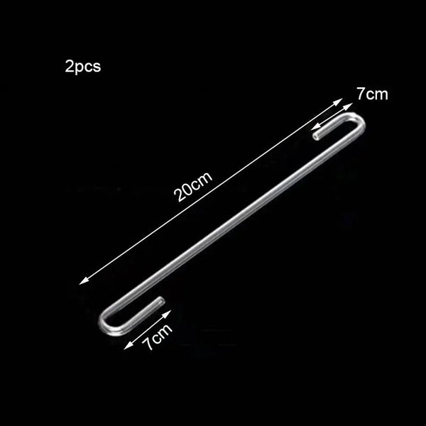 Two clear acrylic aquarium air tubing connectors shown with dimensions of 20cm and 7cm each.