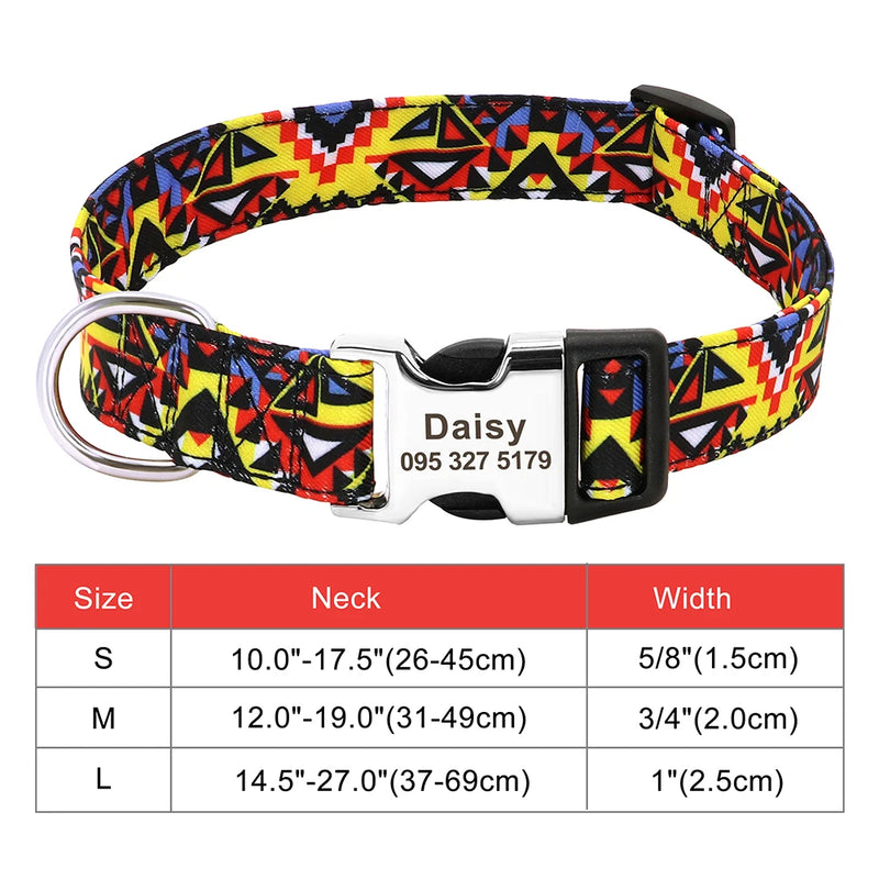 Personalisierte Nylon-Hundehalsband mit graviertem ID-Plättchen