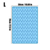 Light blue hexagonal self-cooling dog mat with non-slip base