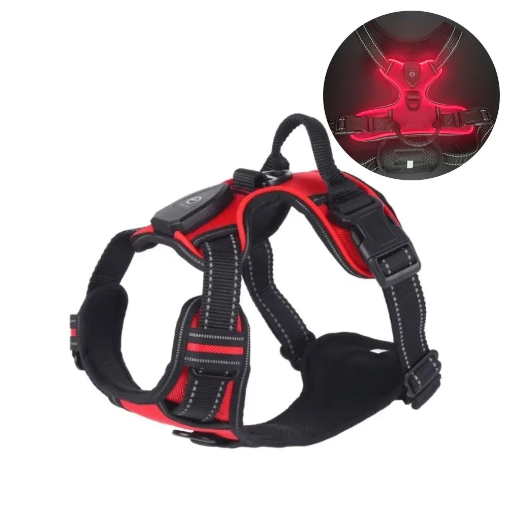 Rechargeable LED Dog Harness with Reflective Strips