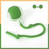 A green smart self-rolling cat ball toy with an obstacle avoidance feature and a string for play.