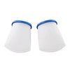 A pair of white pool filter bags with blue rims for sand and silt removal.