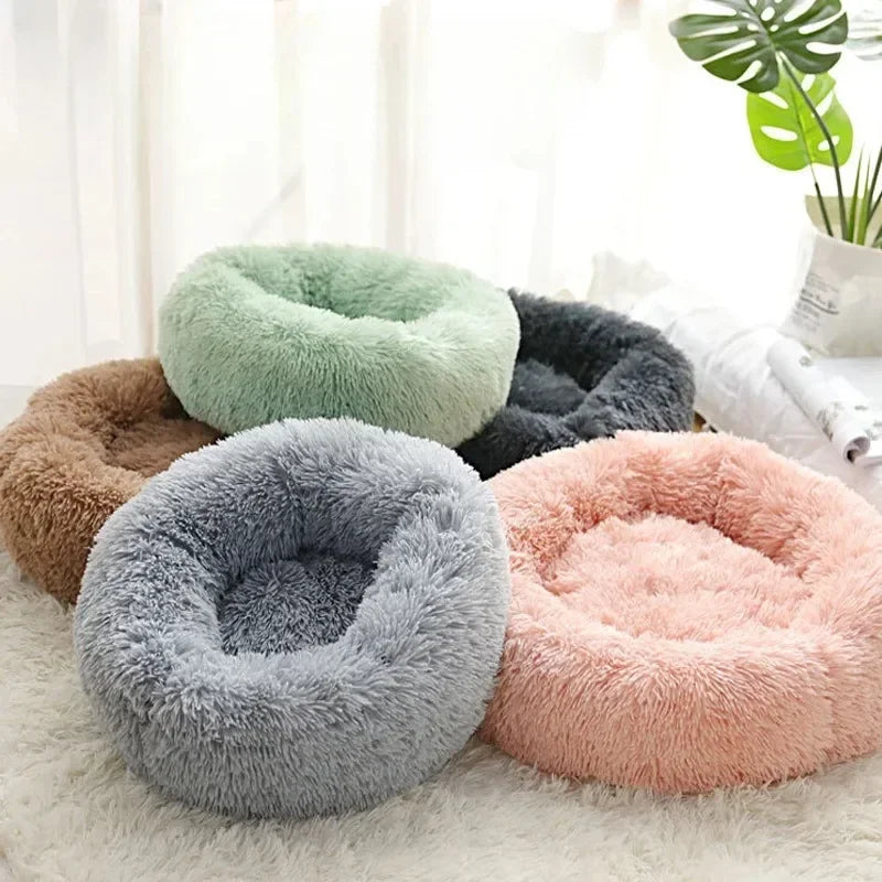 Plush Donut Pet Bed with Raised Edge