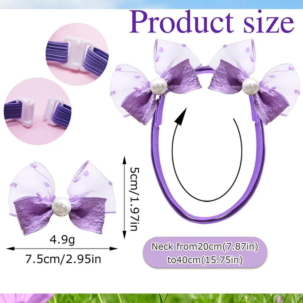 Handmade Pet Hair Bows – Adjustable Multi-Style Cloth Bows for Dogs and Cats