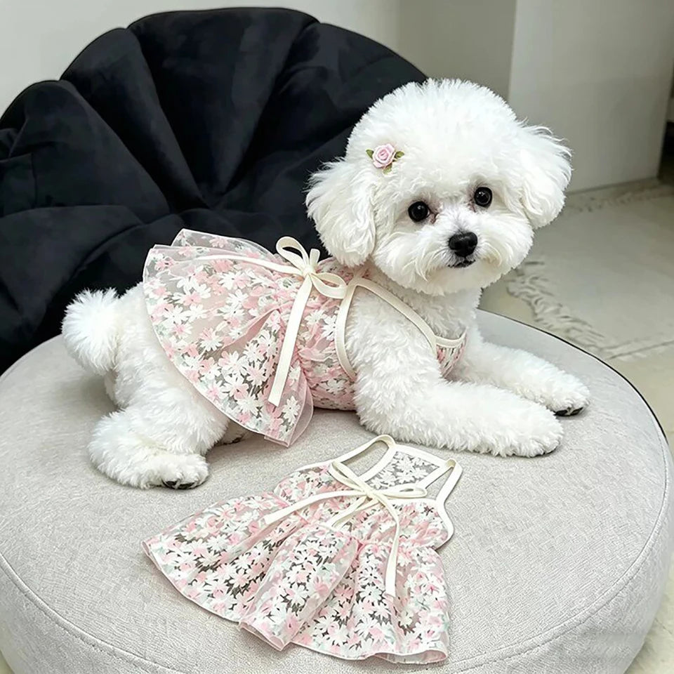 Sakura Princess Floral Dog Dress for Small Breeds