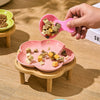 Ceramic Pet Bowl with Wood Stand – Elegant Bow Knot Design